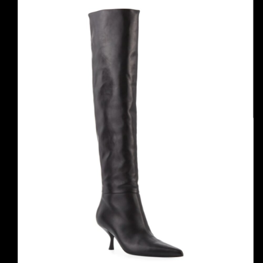 THE ROW Bourgeoisie Leather Over-the-Knee Boot, Size 41